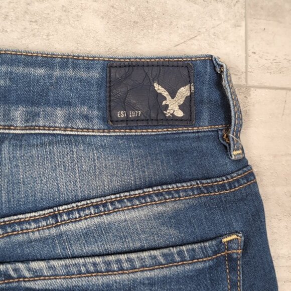 3/$20 AEO Hi Rise Shortie Denim Shorts High Waisted Stretch Raw Hem Cut Off Jean - Picture 9 of 12
